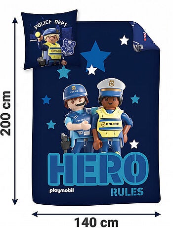 Dekbedovertrek Playmobil Politie 140x200cm + Kussensloop 65x65cm – Hero Rules – Polykatoen –
