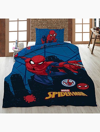 Dekbedovertrek Spider-Man Marvel 140x200cm + Kussensloop 65x65cm – Actie New York – Polykatoen – Off