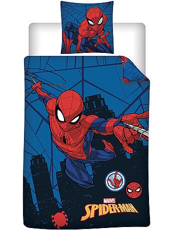 Dekbedovertrek Spider-Man Marvel 140x200cm + Kussensloop 65x65cm – Actie New York – Polykatoen – Off