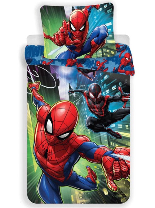 Dekbedovertrek Spider-Man Miles Morales 140x200 cm + kussensloop - Beddengoedset van katoen - Kiabi