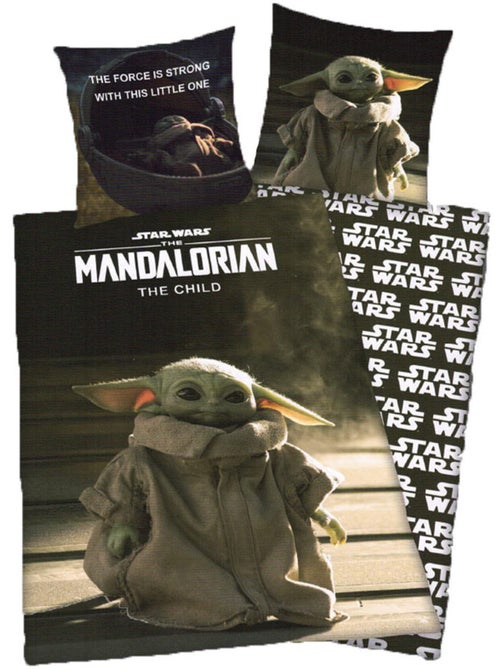 Dekbedovertrek Star Wars Yoda 140x200 cm + kussensloop - Set voor eenpersoonsbed - Kiabi