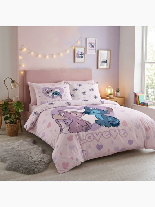 Dekbedovertrek Stitch en Angel Love Officiele Disney Licentie 220x240cm + Kussenslopen 65x65cm - Kiabi Dekbedovertrek Stitch en Angel Love Officiele Disney Licentie 220x240cm + Kussenslopen 65x65cm - Kiabi