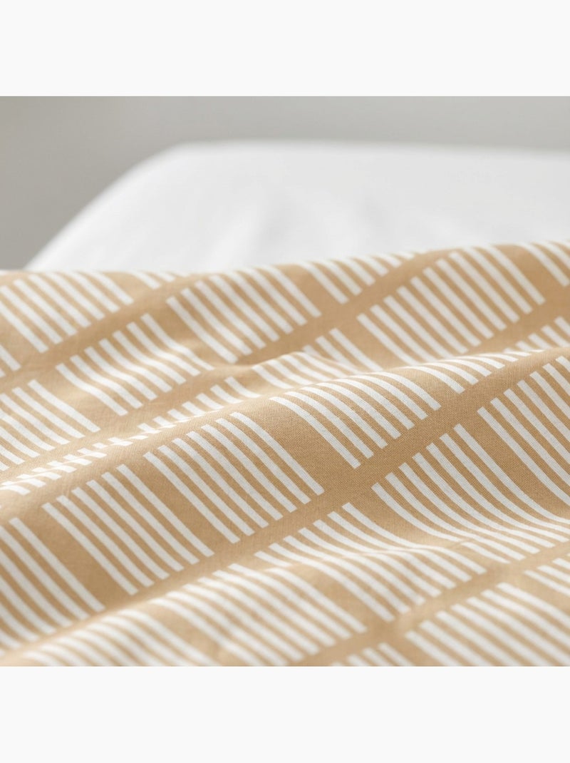 Dekbedovertrekset 100% katoen met diamantpatroon en kussensloop(en), drukknopen - gamusi. Beige - Kiabi