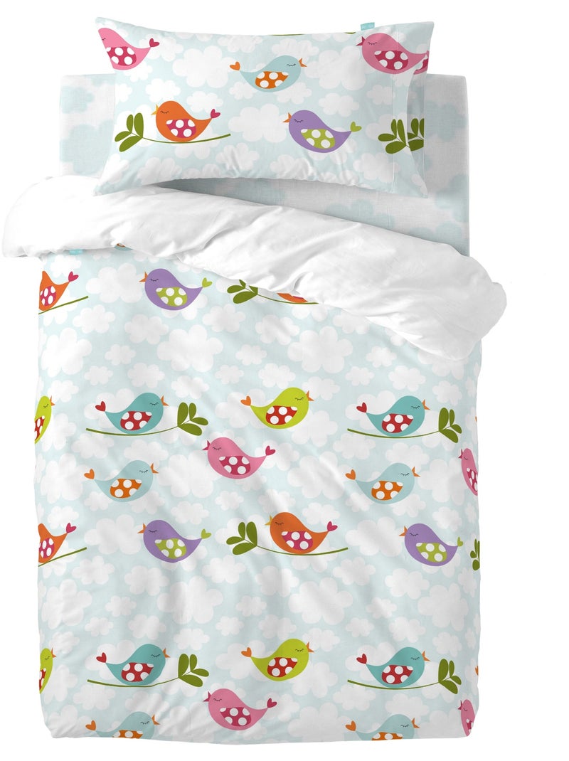 Dekbedovertrekset 2-delig Little birds "Happyfriday" Multicolor - Kiabi