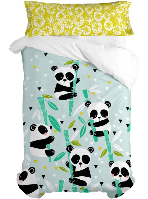 Dekbedovertrekset 2-delig Panda garden blue "Happyfriday" - Kiabi
