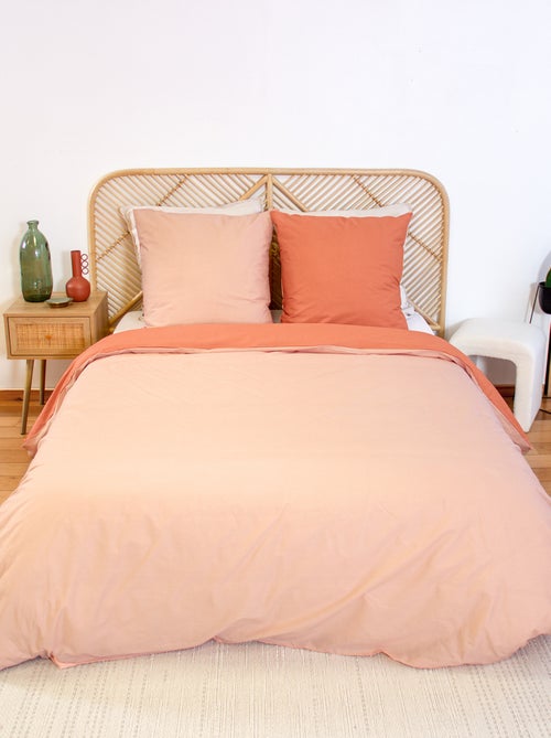 Dekbedovertrekset + 2 kussenslopen van effen katoen 240x220 - 260x240 - Kiabi