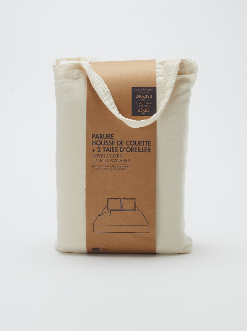 Dekbedovertrekset 2-persoons 240 x 220 cm van katoengaas - Kiabi Home BIEGE - Kiabi