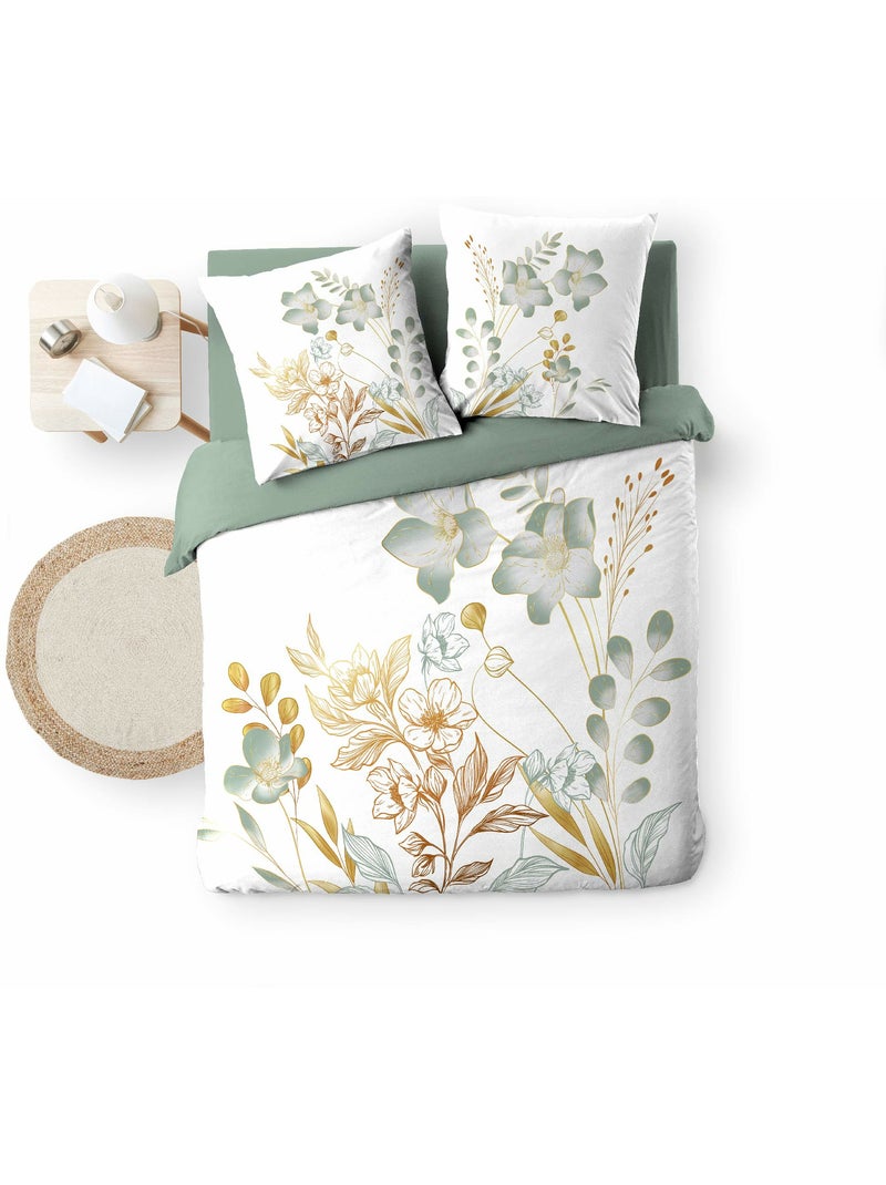 Dekbedovertrekset 3-delig 240 x 220 cm – katoen 42 draden – lolita Groen - Kiabi
