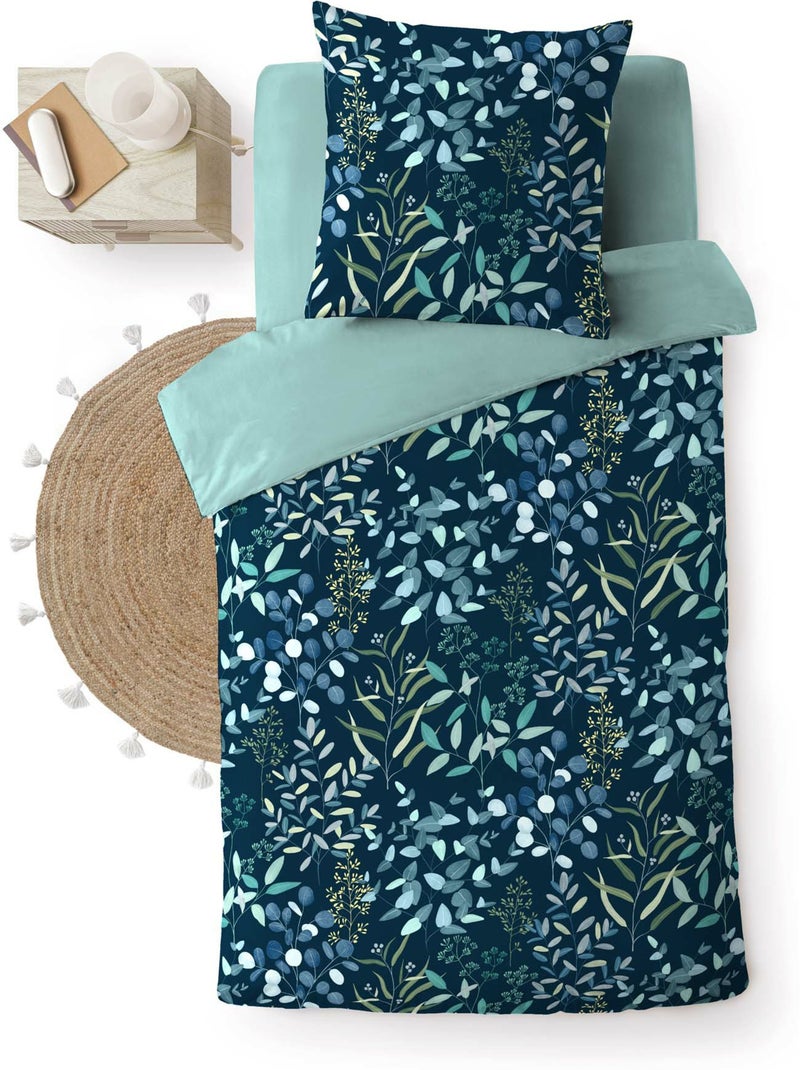 Dekbedovertrekset 3-delig katoen 57 draden allover print stacy Blauw - Kiabi