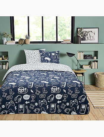 Dekbedovertrekset gaming 'Video games' katoen met print Oeko-Tex blauw – Future Home