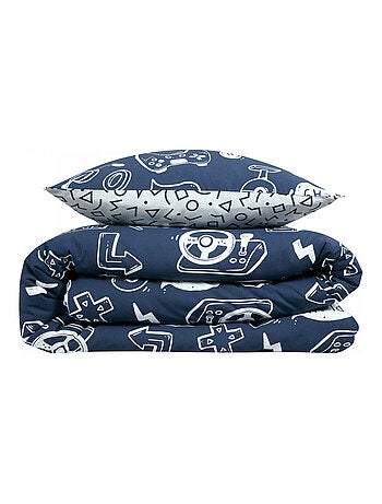 Dekbedovertrekset gaming 'Video games' katoen met print Oeko-Tex blauw – Future Home