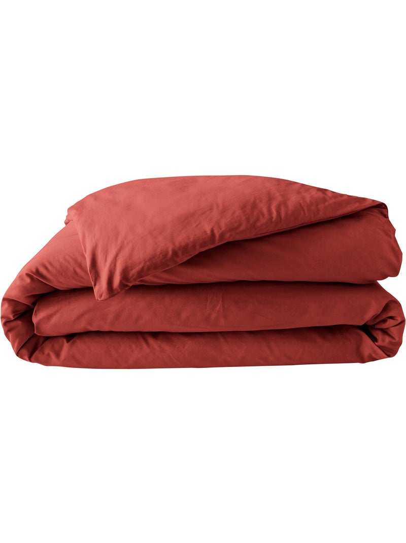Dekbedovertrekset – katoenpercal 78 draden – hotelkwaliteit – 2 kussenslopen 63x63 cm Terracotta - Kiabi