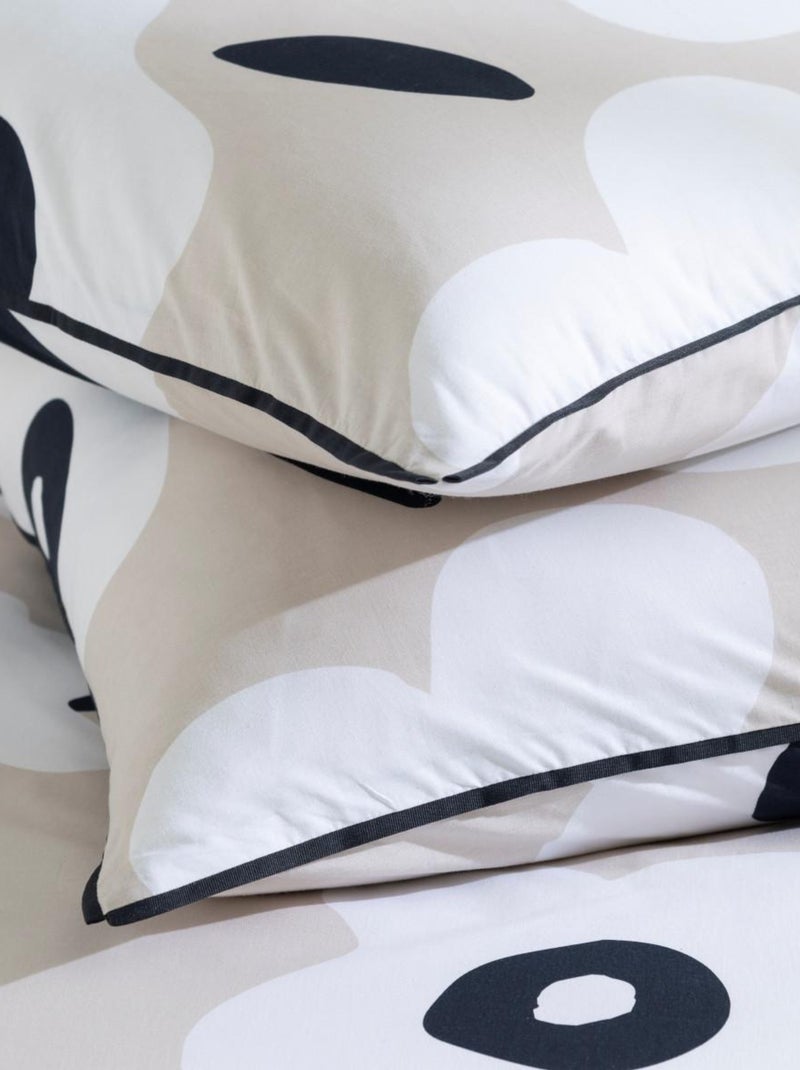 Dekbedovertrekset LENA 2-persoons omkeerbaar 100% katoen bloemen – Future Home Beige - Kiabi