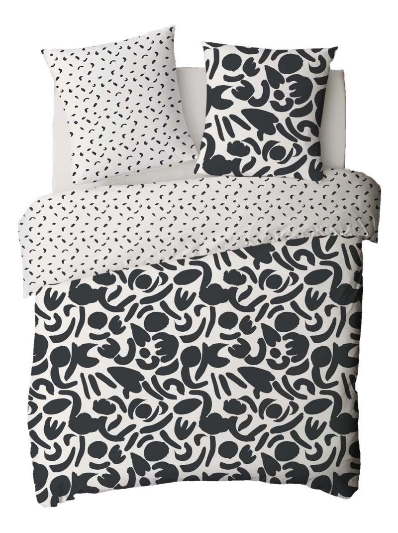 Dekbedovertrekset 'MAORI' katoen met tweekleurige geometrische print meerkleurig – Future Home Zwart - Kiabi