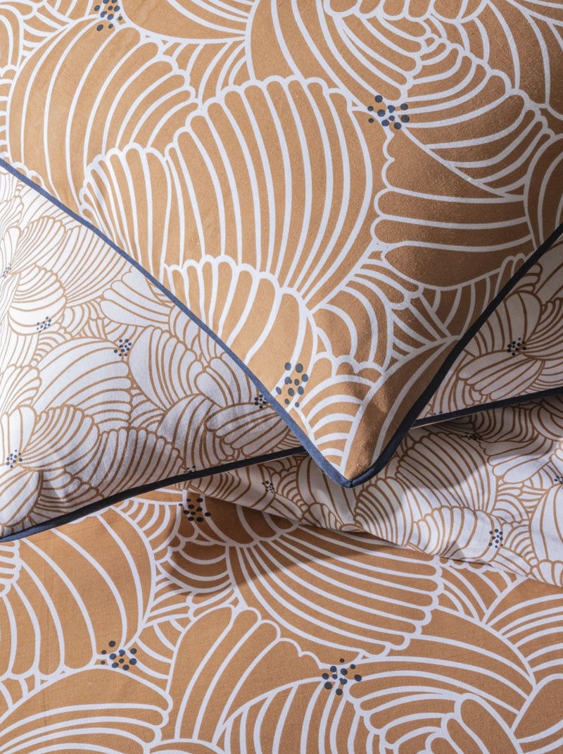 Dekbedovertrekset 'MIMOSA' katoen met grafische bloemenprint camel meerkleurig – Future Home Caramelbruin - Kiabi