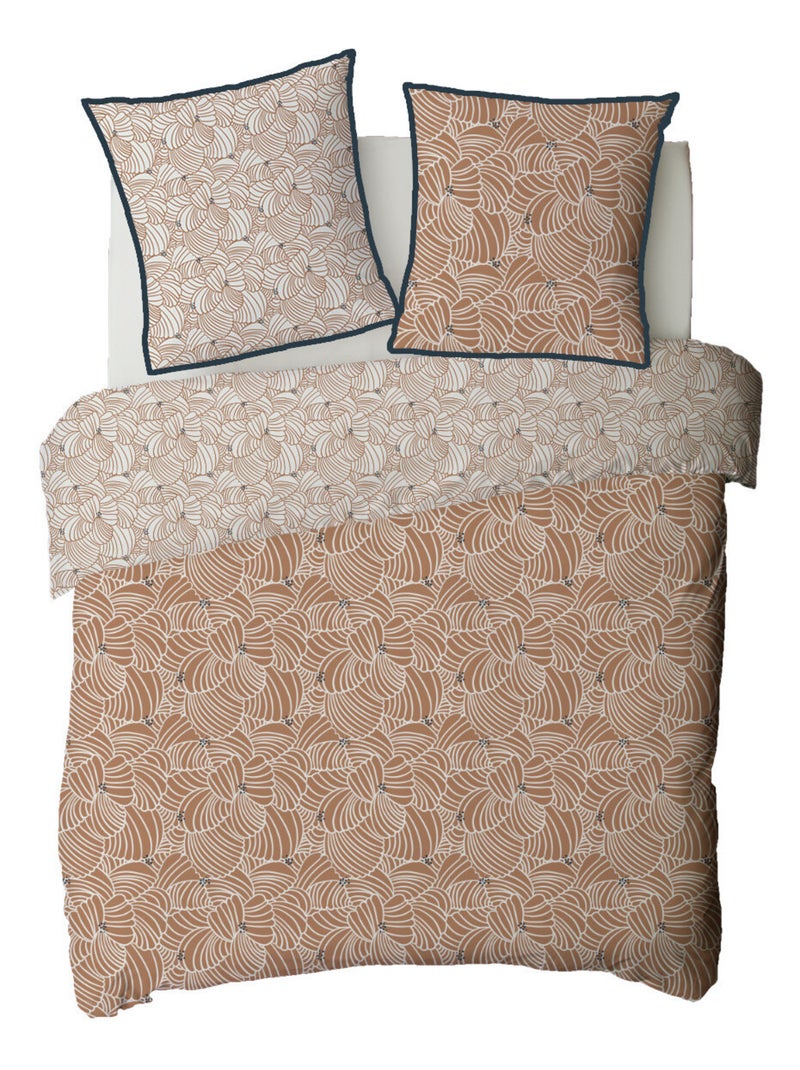Dekbedovertrekset 'MIMOSA' katoen met grafische bloemenprint camel meerkleurig – Future Home Caramelbruin - Kiabi