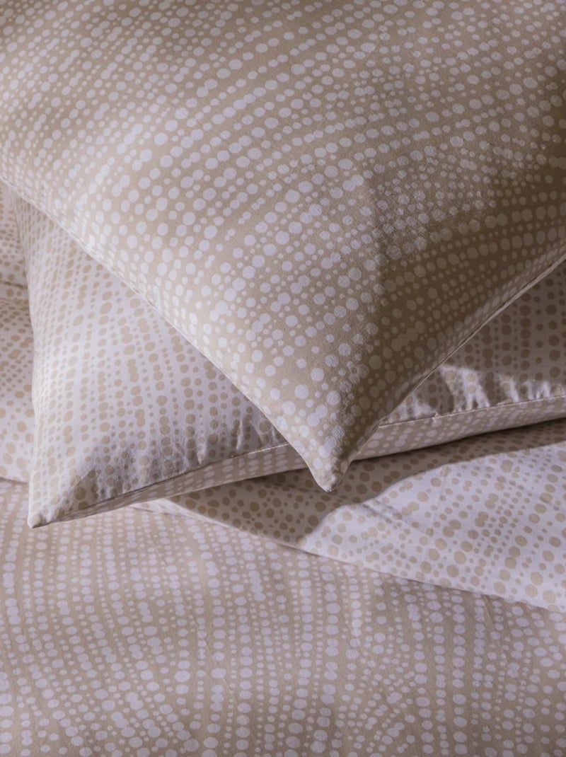 Dekbedovertrekset 'NAIROBI' omkeerbaar katoen met print 240 x 260 cm beige-wit – Future Home Beige - Kiabi