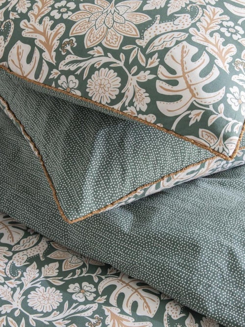 Dekbedovertrekset 'NOUR' omkeerbaar katoen met bloemenprint 240 x 260 cm groen – Future Home - Kiabi Dekbedovertrekset 'NOUR' omkeerbaar katoen met bloemenprint 240 x 260 cm groen – Future Home - Kiabi