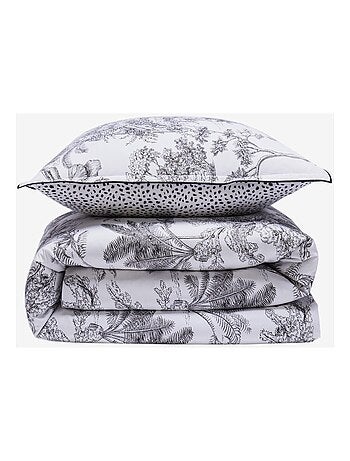 Dekbedovertrekset omkeerbaar katoen met jungleprint 240 x 220 cm wit – Future Home