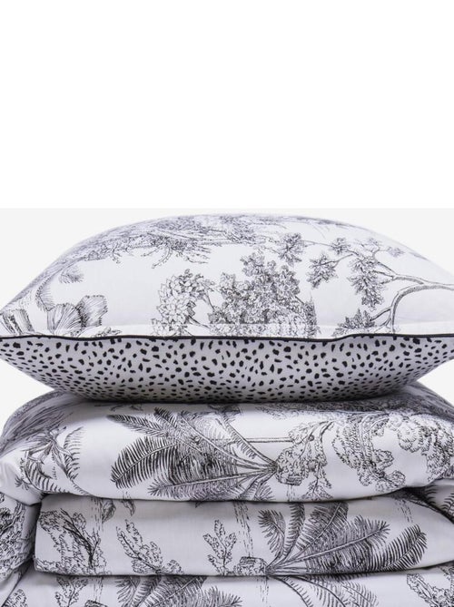 Dekbedovertrekset omkeerbaar katoen met jungleprint 240 x 220 cm wit – Future Home - Kiabi Dekbedovertrekset omkeerbaar katoen met jungleprint 240 x 220 cm wit – Future Home - Kiabi