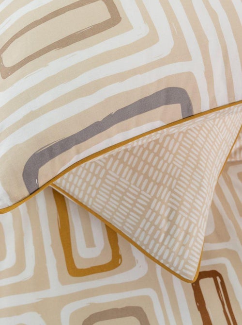 Dekbedovertrekset 'PAOLA' omkeerbaar met geometrische print beige beige-oranje – Future Home - Kiabi