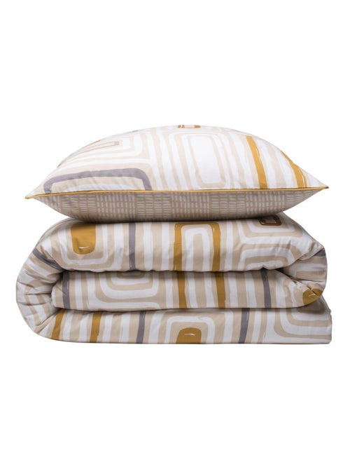 Dekbedovertrekset 'PAOLA' omkeerbaar met geometrische print beige beige-oranje – Future Home - Kiabi