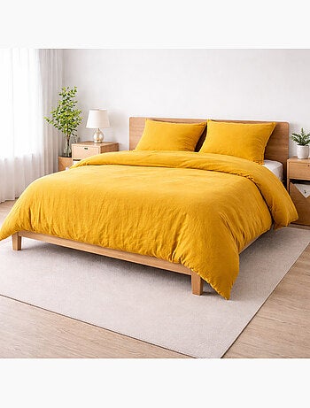 Dekbedovertrekset sienna + 2 kussenslopen 63x63 cm – dubbelzijdig katoengaas & katoen 57 draden