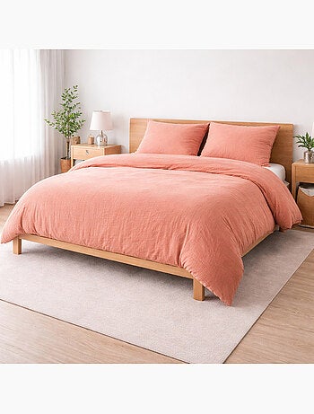 Dekbedovertrekset sienna + 2 kussenslopen 63x63 cm – dubbelzijdig katoengaas & katoen 57 draden