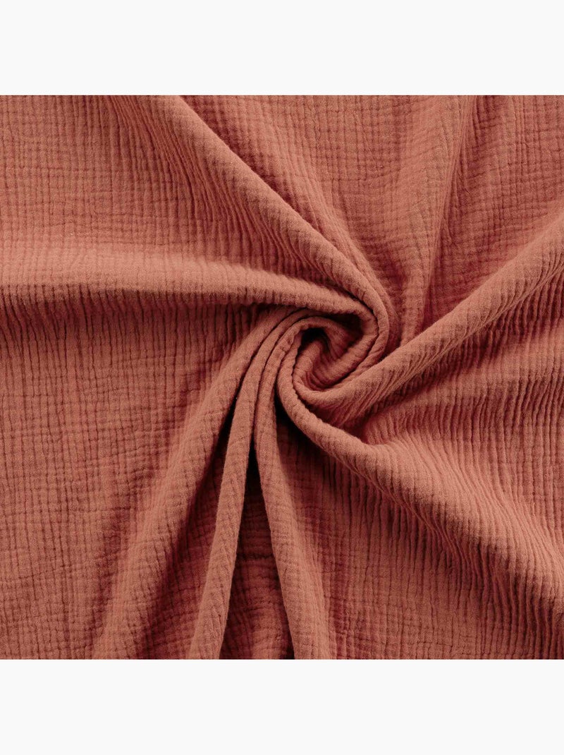 Dekbedovertrekset sienna + 2 kussenslopen 63x63 cm – dubbelzijdig katoengaas & katoen 57 draden Terracotta - Kiabi
