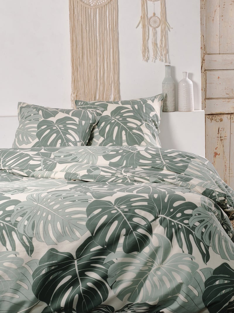 Dekbedset met bladprint - 2-persoonsbed GROEN - Kiabi