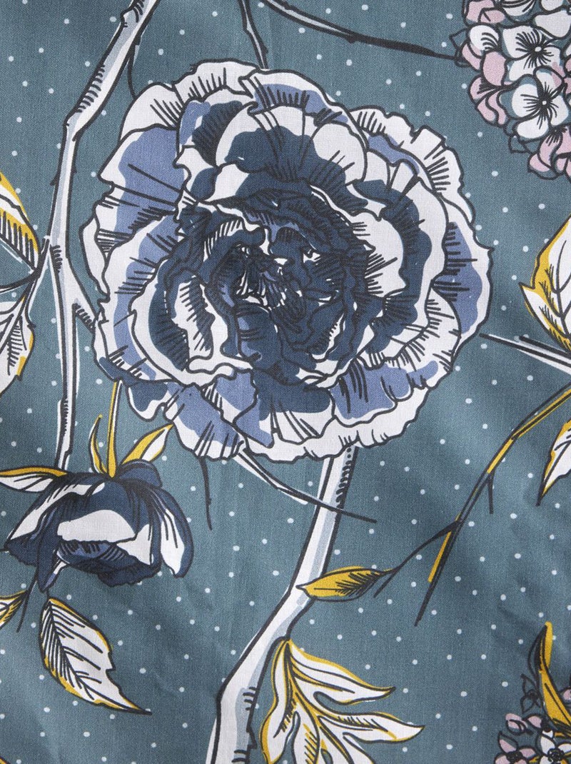 Dekbedset met bloemenprint - Voor 2-persoonsbed BLAUW - Kiabi