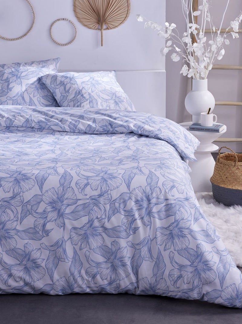 Dekbedset met bloemenprint - Voor 2-persoonsbed Blauw - Kiabi
