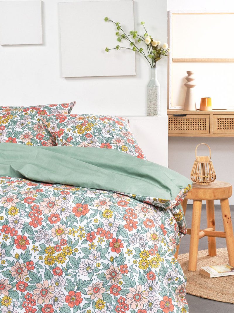 Dekbedset met bloemenprint - Voor 2-persoonsbed Wit - Kiabi