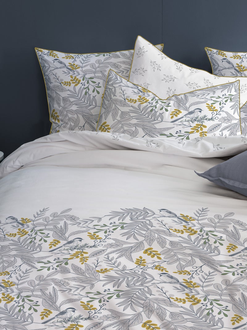 Dekbedset met bloemmotief - 2-persoonsbed grijs / geel - Kiabi