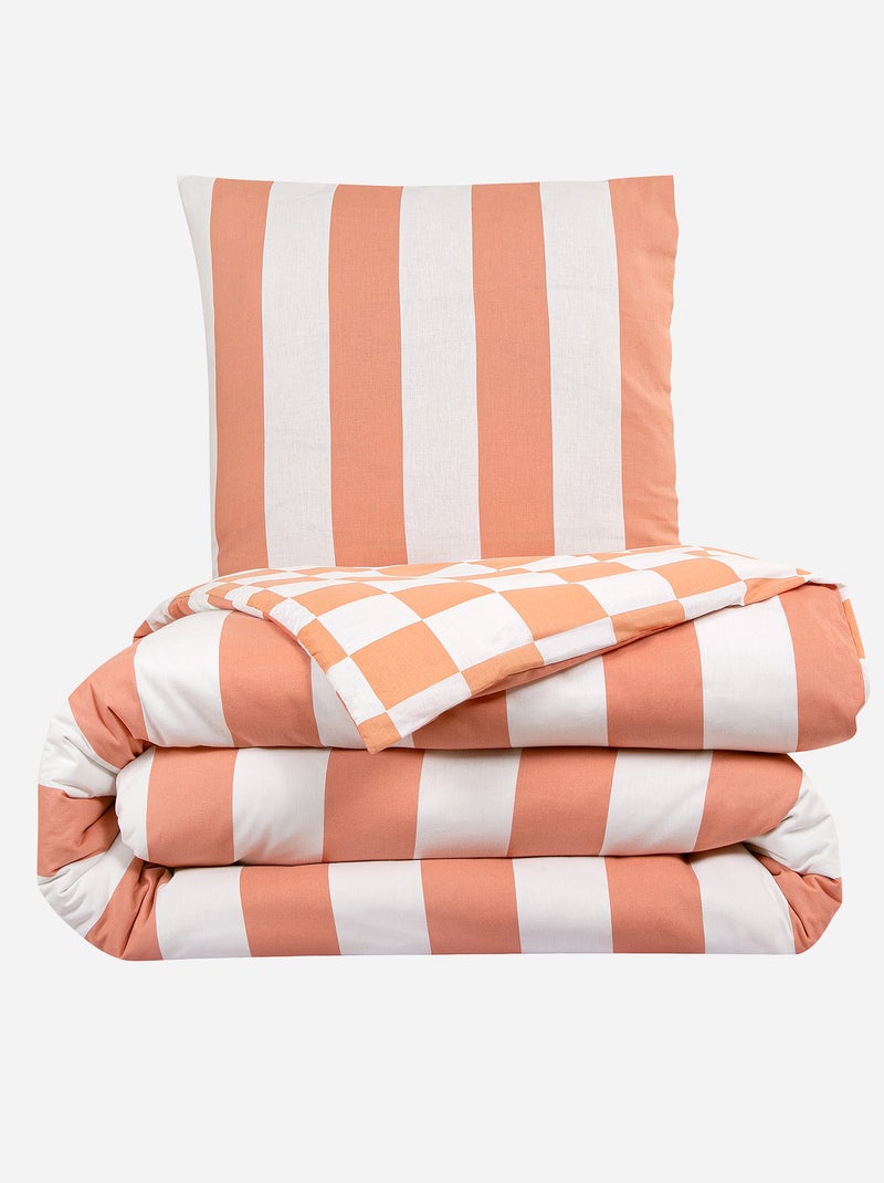 Dekbedset met dambordprint - Voor 2-persoonsbed ROSE - Kiabi