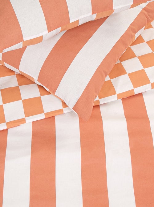 Dekbedset met dambordprint - Voor 2-persoonsbed - Kiabi