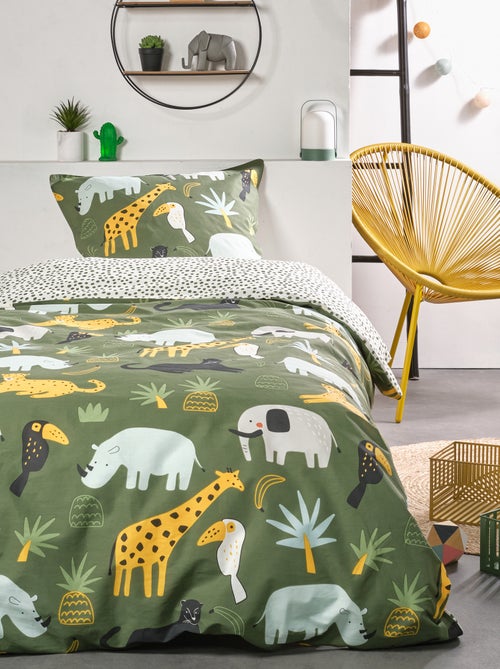 Dekbedset met dierenprint - 1-persoonsbed - Kiabi