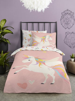 Dekbedset met eenhoornprint - 1-persoonsbed