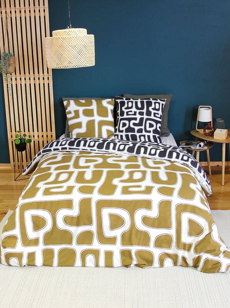 Dekbedset met fantaisieprint - Voor 2-persoonsbed Zwart - Kiabi