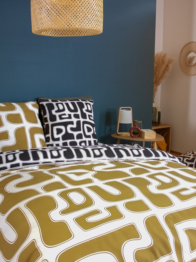 Dekbedset met fantaisieprint - Voor 2-persoonsbed Zwart - Kiabi