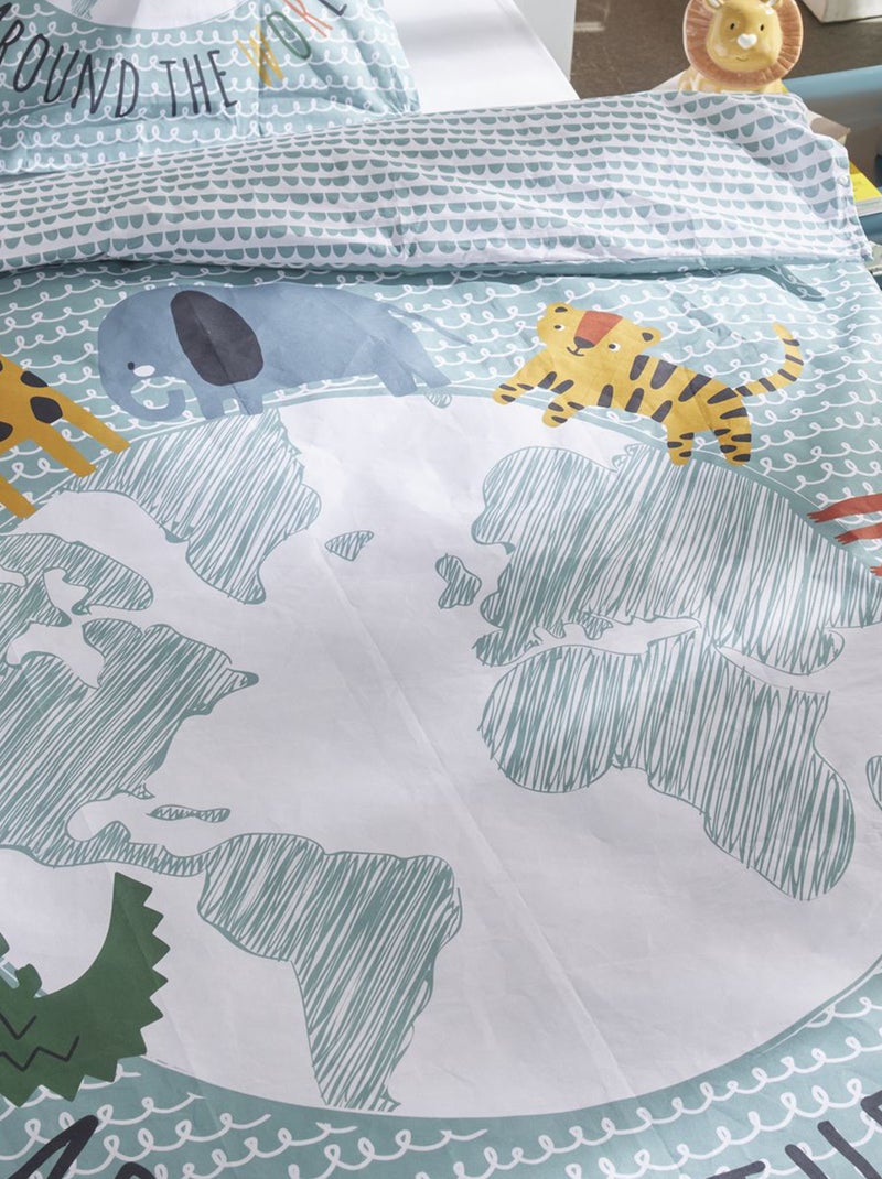 Dekbedset met fantasieprint - 1-persoonsbed Blauw - Kiabi