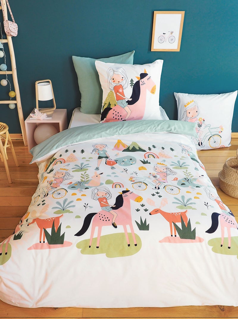 Dekbedset met fantasieprint - 1-persoonsbed Wit - Kiabi
