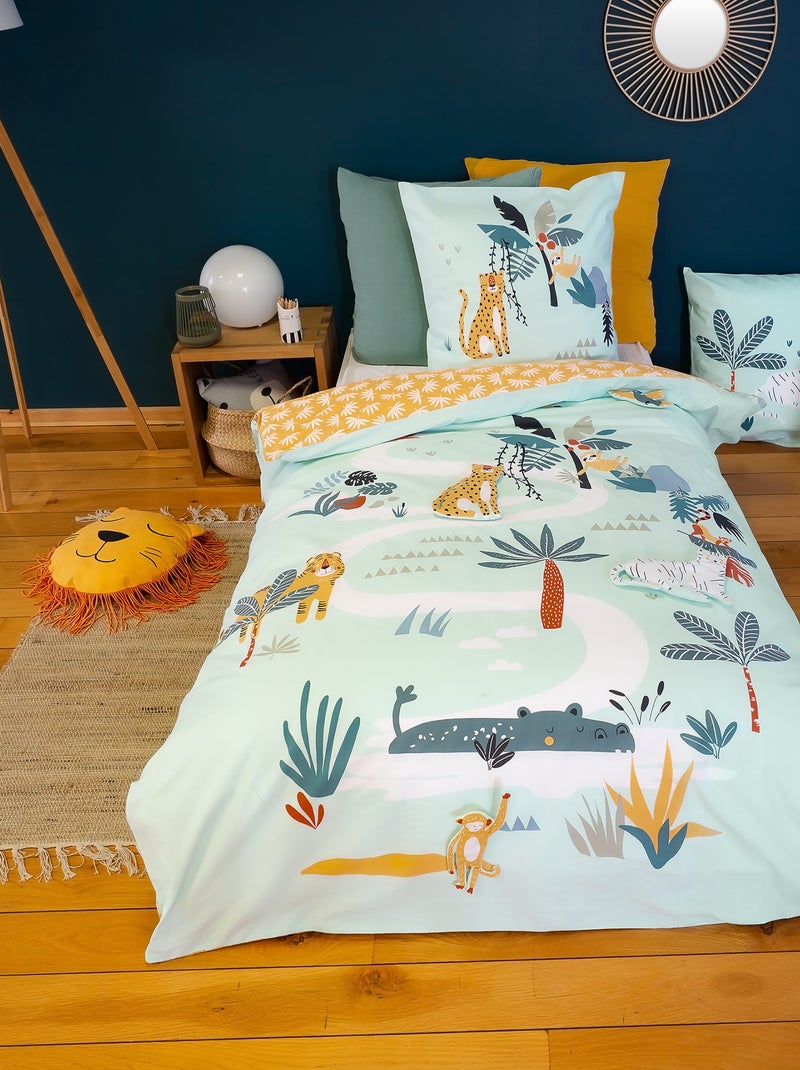 Dekbedset met jungleprint - 1-persoonsbed Wit - Kiabi