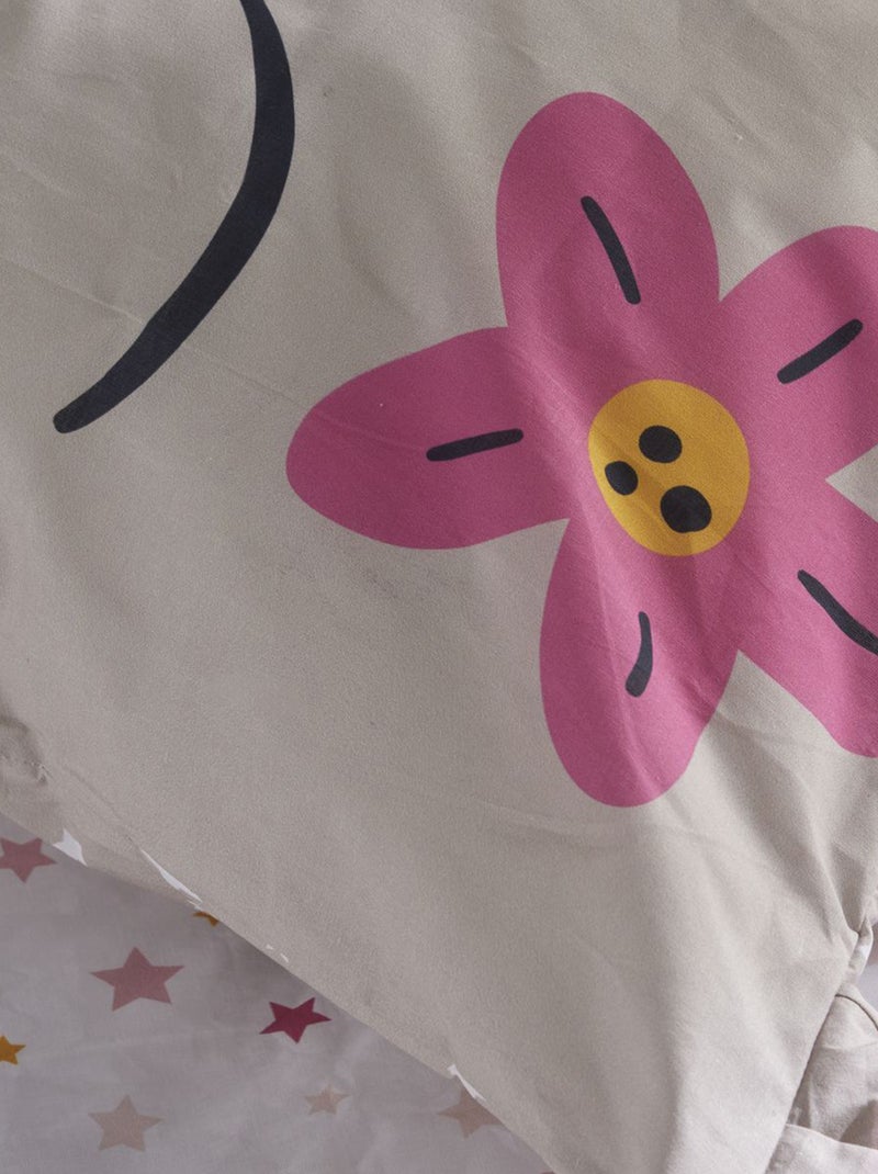 Dekbedset met kattenprint - 1-persoonsbed Biege - Kiabi
