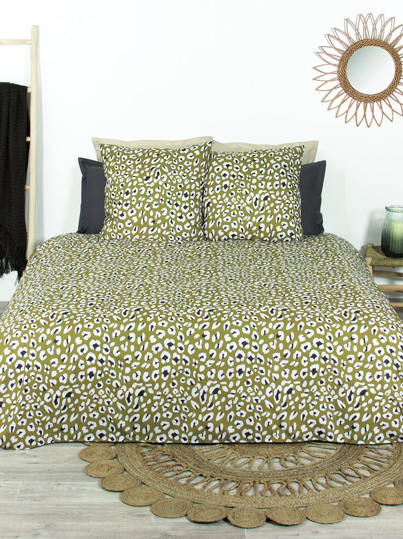 Dekbedset met luipaardprint - 2-persoonsbed GROEN - Kiabi