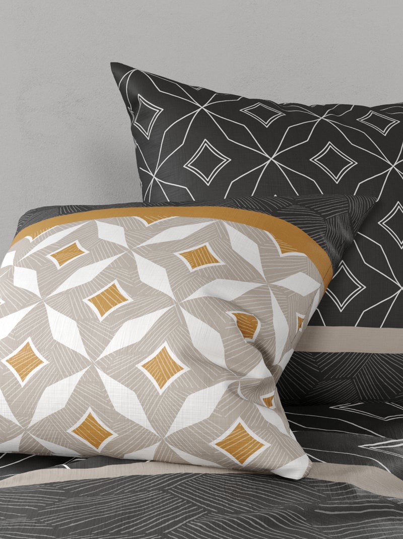 Dekbedset met print - 2-persoonsbed ZWART - Kiabi