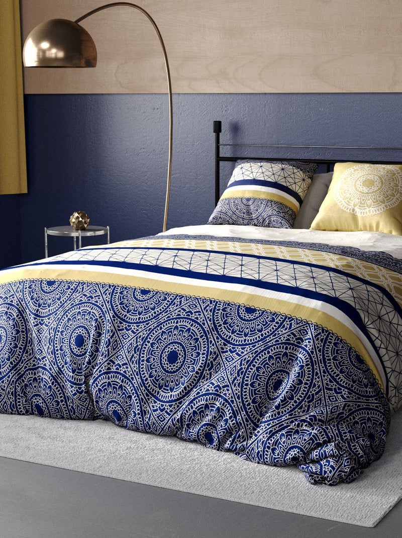 Dekbedset met print - dekbedovertrek + 2 kussenslopen - Voor 2-persoonsbed Blauw - Kiabi