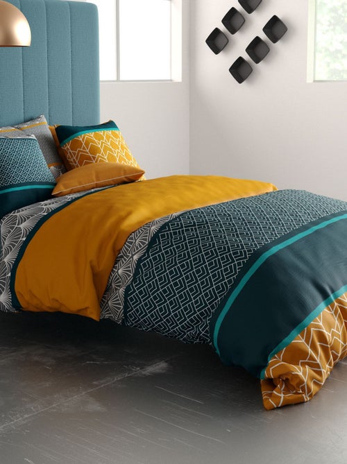 Dekbedset met print - dekbedovertrek + 2 kussenslopen - Voor 2-persoonsbed - Kiabi