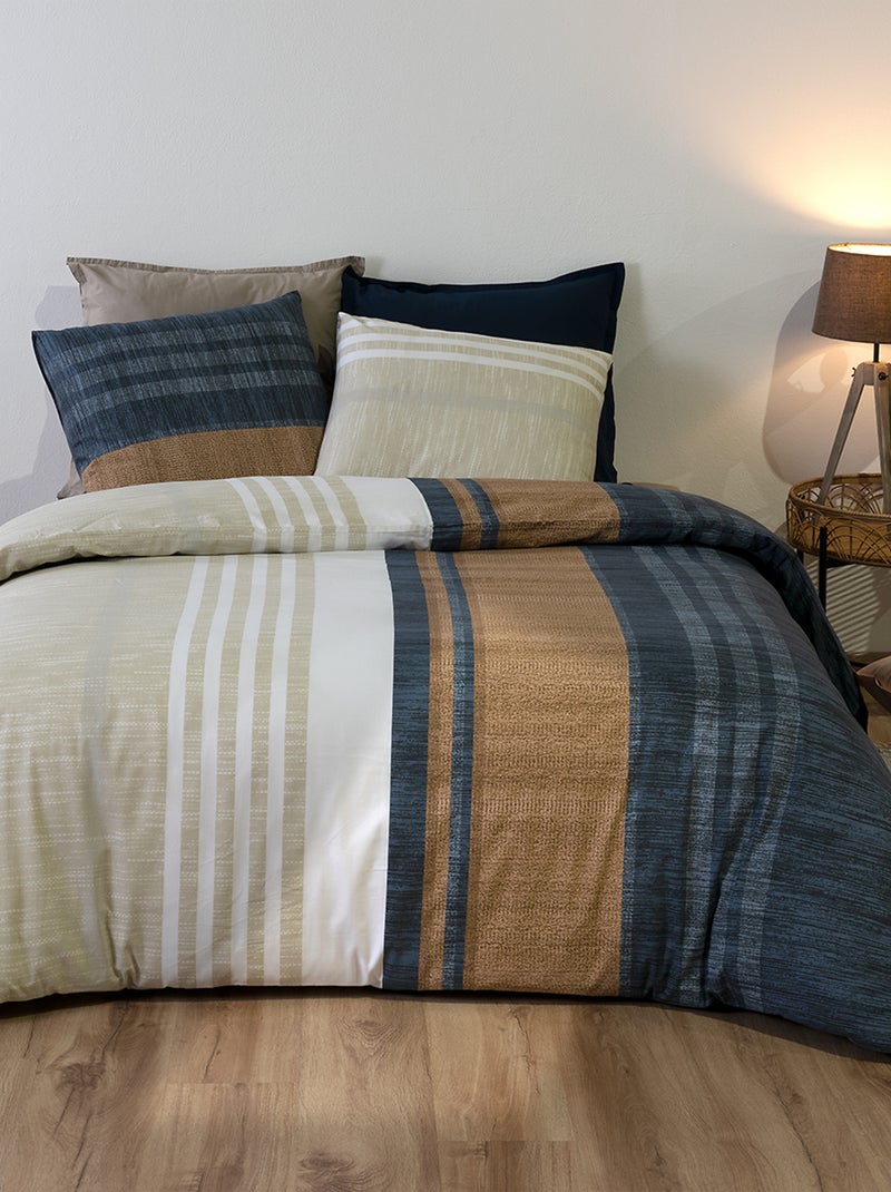 Dekbedset met print - dekbedovertrek + 2 kussenslopen - Voor 2-persoonsbed Blauw - Kiabi
