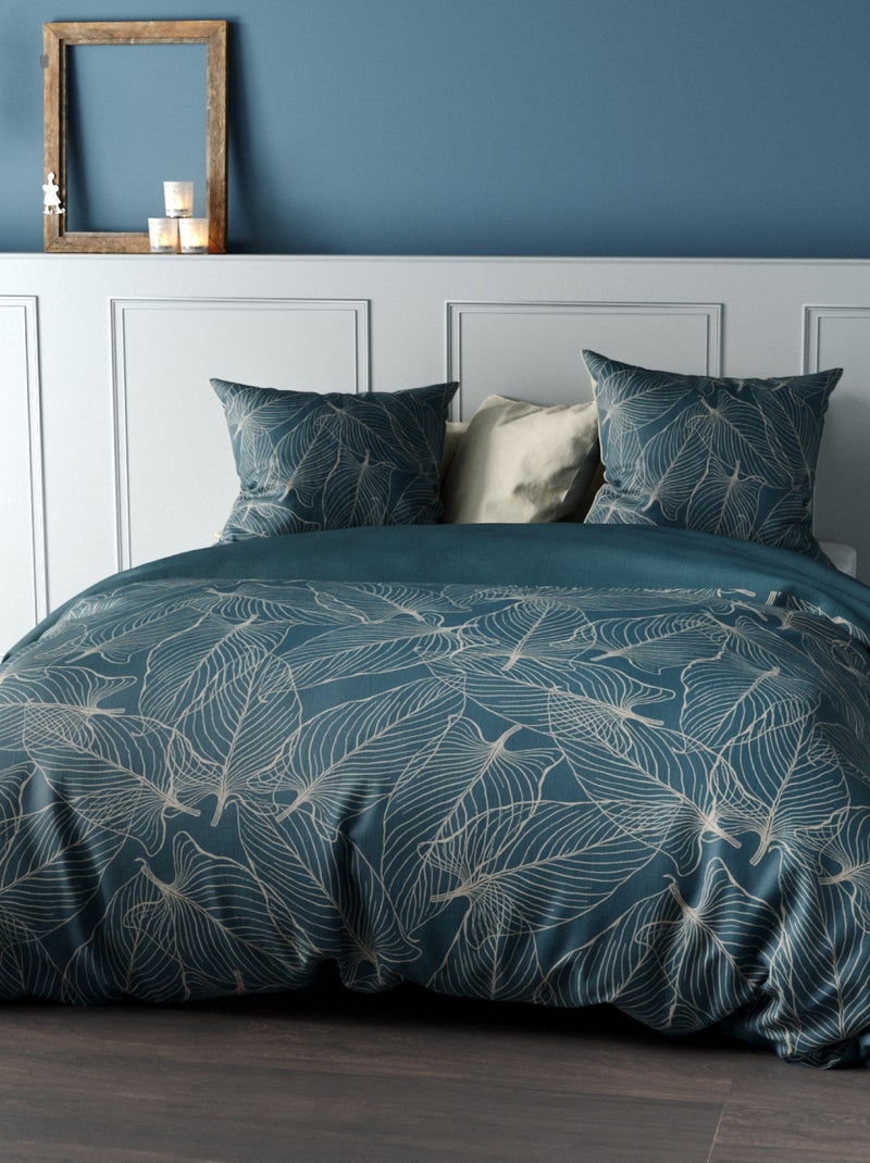 Dekbedset met print - dekbedovertrek + 2 kussenslopen - Voor 2-persoonsbed Blauw - Kiabi